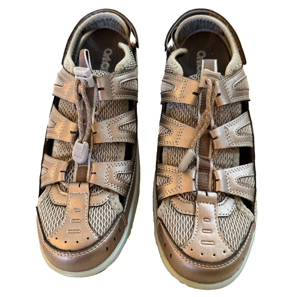 Orthofeet Verona Sandals Women's 10.5B Medium Pewter Gray Leather Fisherman 997
